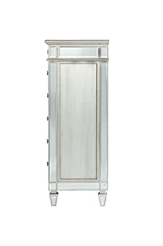 Mirrored 6-Drawer Storage Chest with Crystal Knobs and Tapered Legs C7958