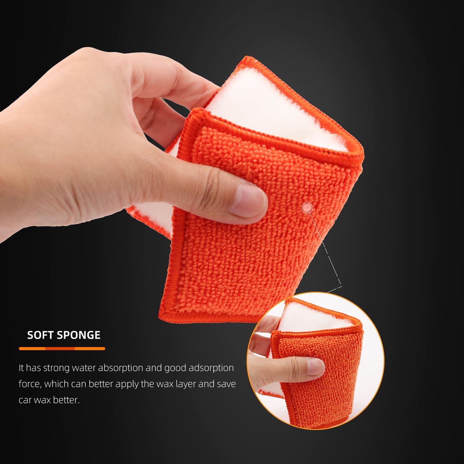 Car Interior Scrubbing Sponge, 8Pcs Microfiber Wax Applicator, Car Wash Sponges I497664