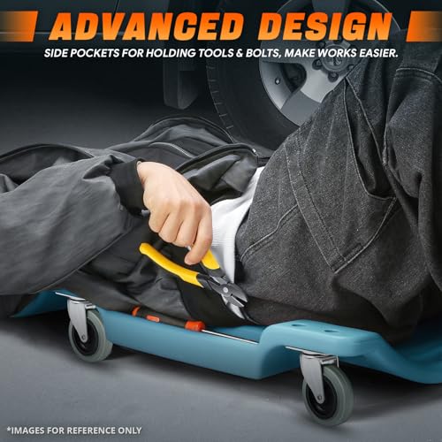 Low Profile Automotive Creeper with Padded Headrest, Red U80837