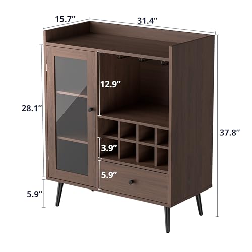 Coffee Bar Cabinet with Storage, Mid-Century Modern Sideboard, Wood Cupboard for Kitchen K940495