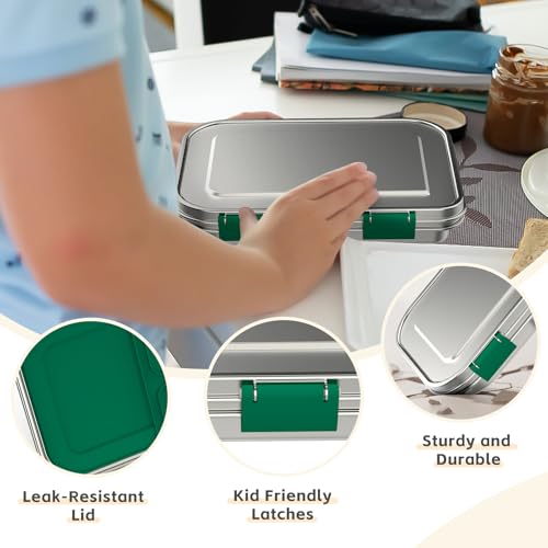 Stainless Steel Kids Bento Lunch Box, 3 Compartments, BPA-Free, Blue B157