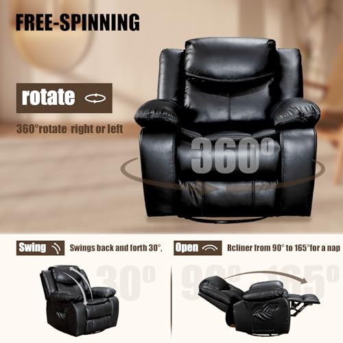 PU Leather Recliner Chair with Massage and Heating, Manual Reclining Sofa for Living Room L495766
