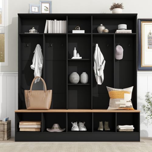 Hall Tree with Shoe Storage Bench and Coat Rack A444236