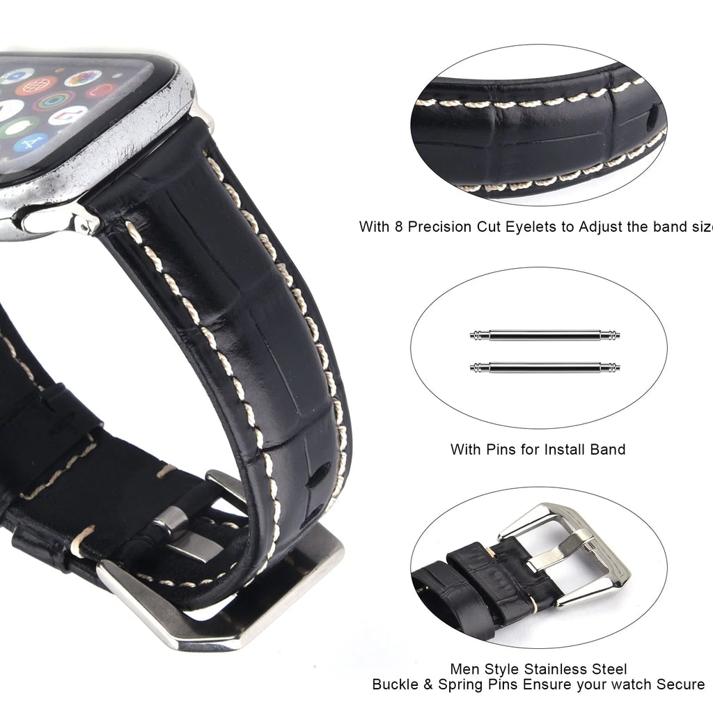 Genuine Leather Watch Band for 49mm 44mm 45mm 42mm J236