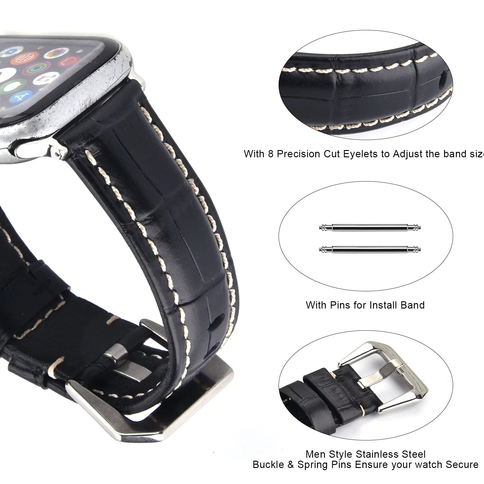 Genuine Leather Watch Band for 49mm 44mm 45mm 42mm J236