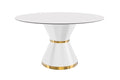 LeisureMod Modern Dining Table with a Round Glass or Sintered Stone Tabletop in White Steel Seats 6-10 for Home and Kitchen Qorvus Collection, 60" Wide, Black