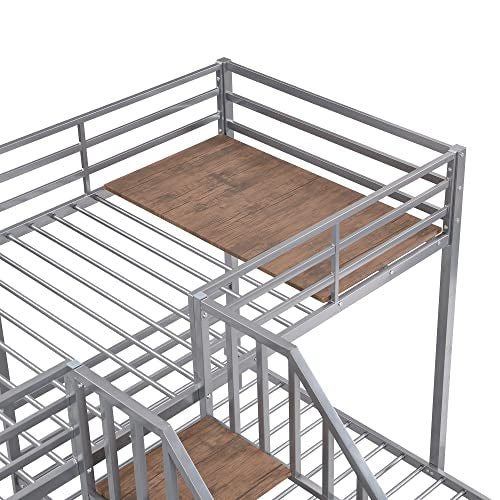 Triple Bunk Bed with Wardrobe, Mirror and Safety Guardrail X936