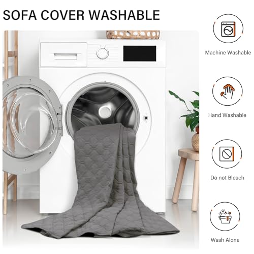 Pet Friendly Washable Sofa Cover for 3 Cushion Couch, Oversized, Dark Grey/Light Grey P541431