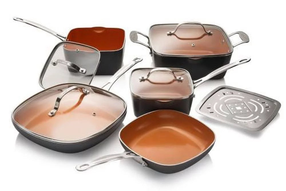 10 Piece Nonstick Ceramic Cookware Set with Steamer J890