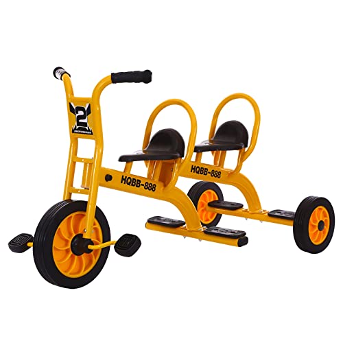 Kids Tricycle for Riders Ages 3+,Preschool Daycare Playground Kids Tricycle with Passenger Seat,Big Kids Tandem Trike with Inflation-Free Rubber Wheels,Kids Outdoor Play Equipment