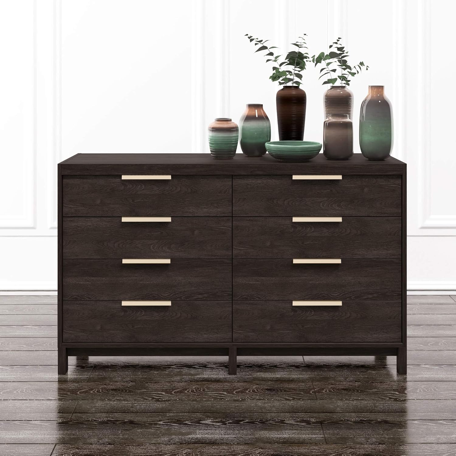 8 Drawer Double Dresser, Dark Chocolate E549961
