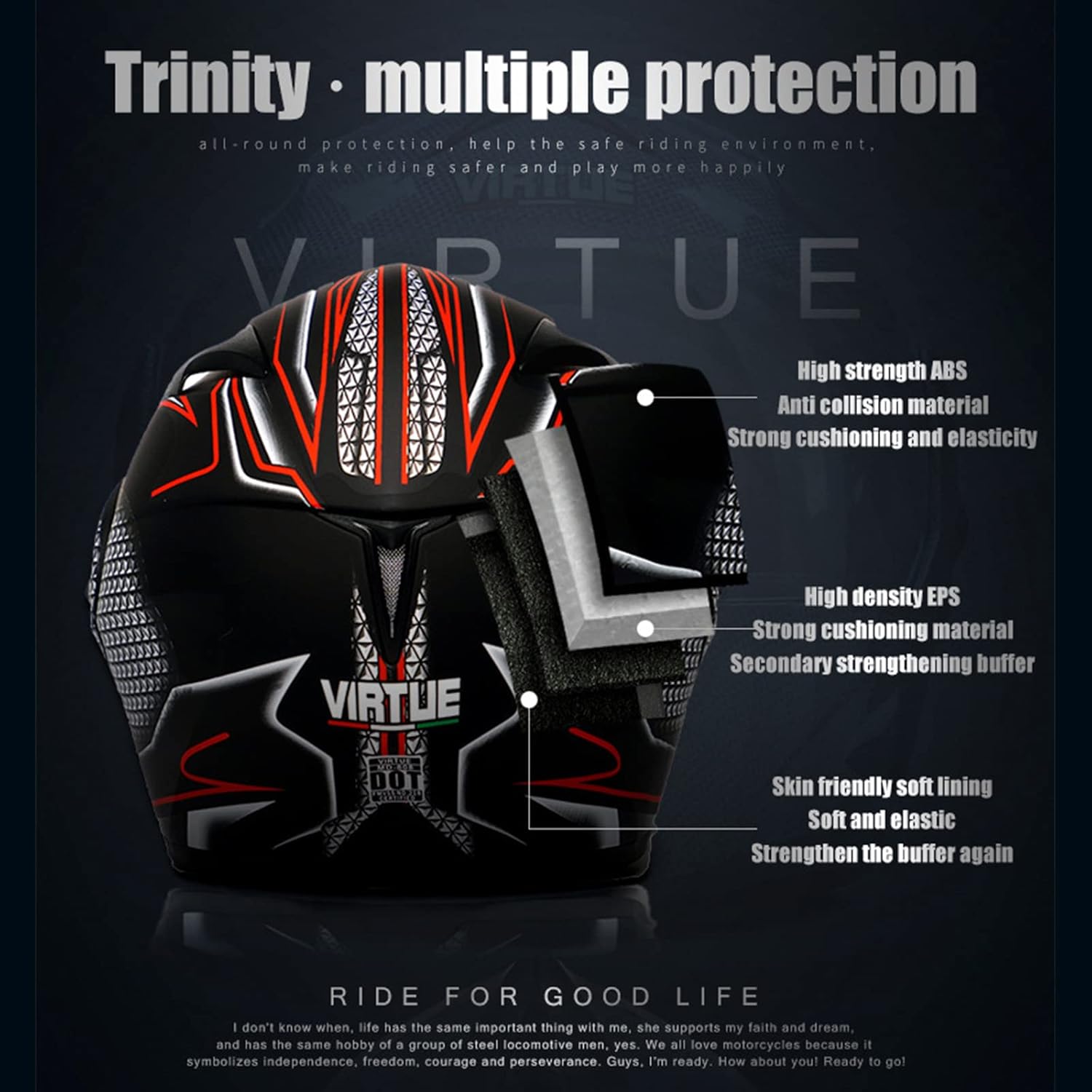 Modular Flip Up Full Face Motorcycle Helmet with Sun Shield T641616