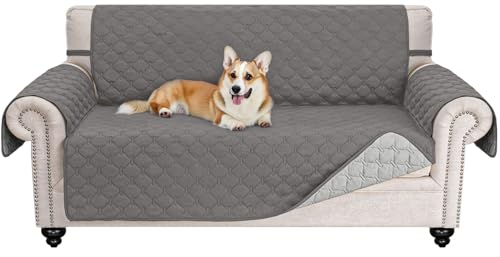 Couch Cover for 3 Cushion Couch Sofa Pet Friendly Sofa Covers Washable Dog Couch Covers Protector Sofa Slipcover(Oversized Sofa, Dark Grey/Light Grey)