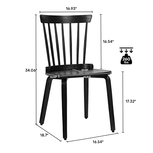 Solid Wood Windsor Side Chair Set of 4, Black Q123