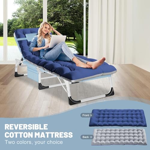 Folding Lounge Chair Outdoor, Adjustable Sleeping Cot, Portable Chaise Lounge for Beach Lawn Camping Pool D330020