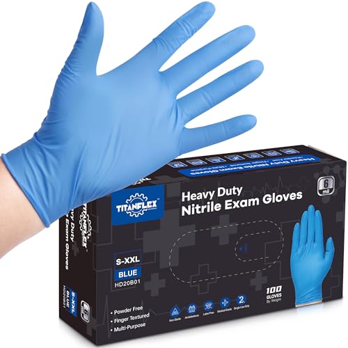 Disposable Nitrile Gloves 6 mil Blue Heavy Duty Disposable Gloves, Cooking Mechanic Gloves, Latex Free Powder Free
