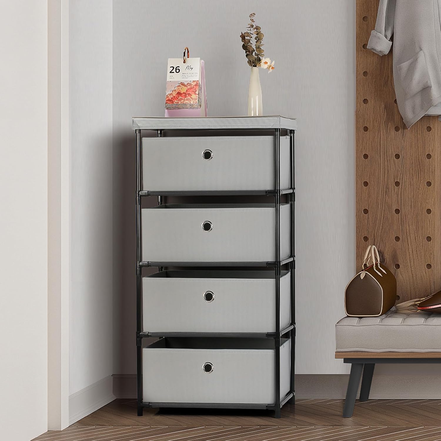 Fabric Storage Dresser with 4 Drawers for Bedroom L8107