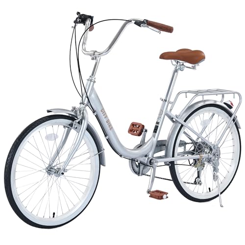 26 Inch Women's Beach Cruiser Bike, 7 Speeds, Leather Saddle P13908