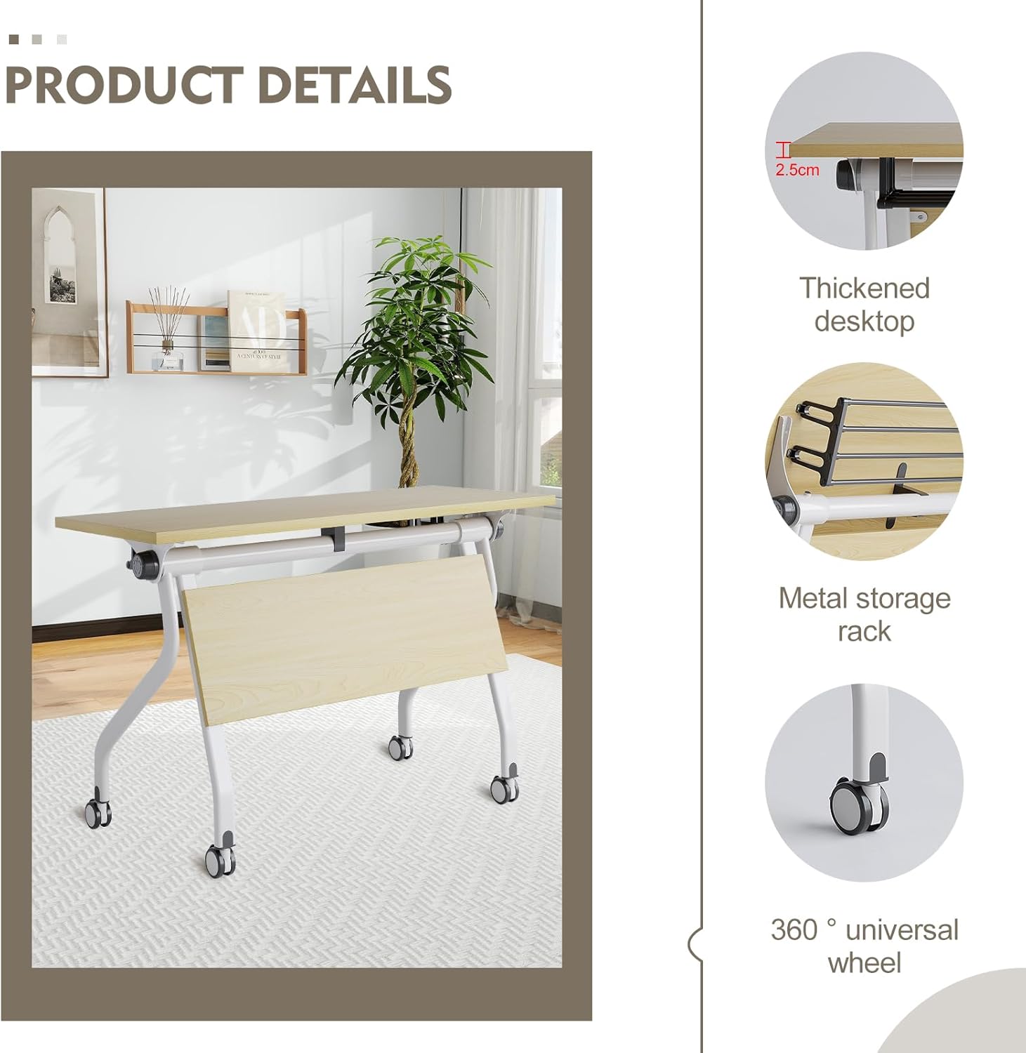 Folding Conference Table with Caster Wheels, 6-Pack G459