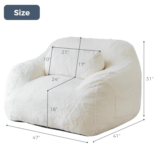 Giant Bean Bag Chair with Pillow, Boucle Sofa for Adults, Large Upholstered Couch B38113
