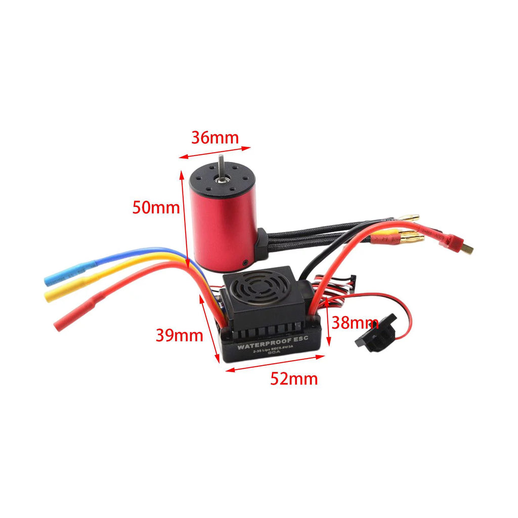 Waterproof Brushless Motor 2300kv with 60A ESC for 1/10 RC Car Q16557