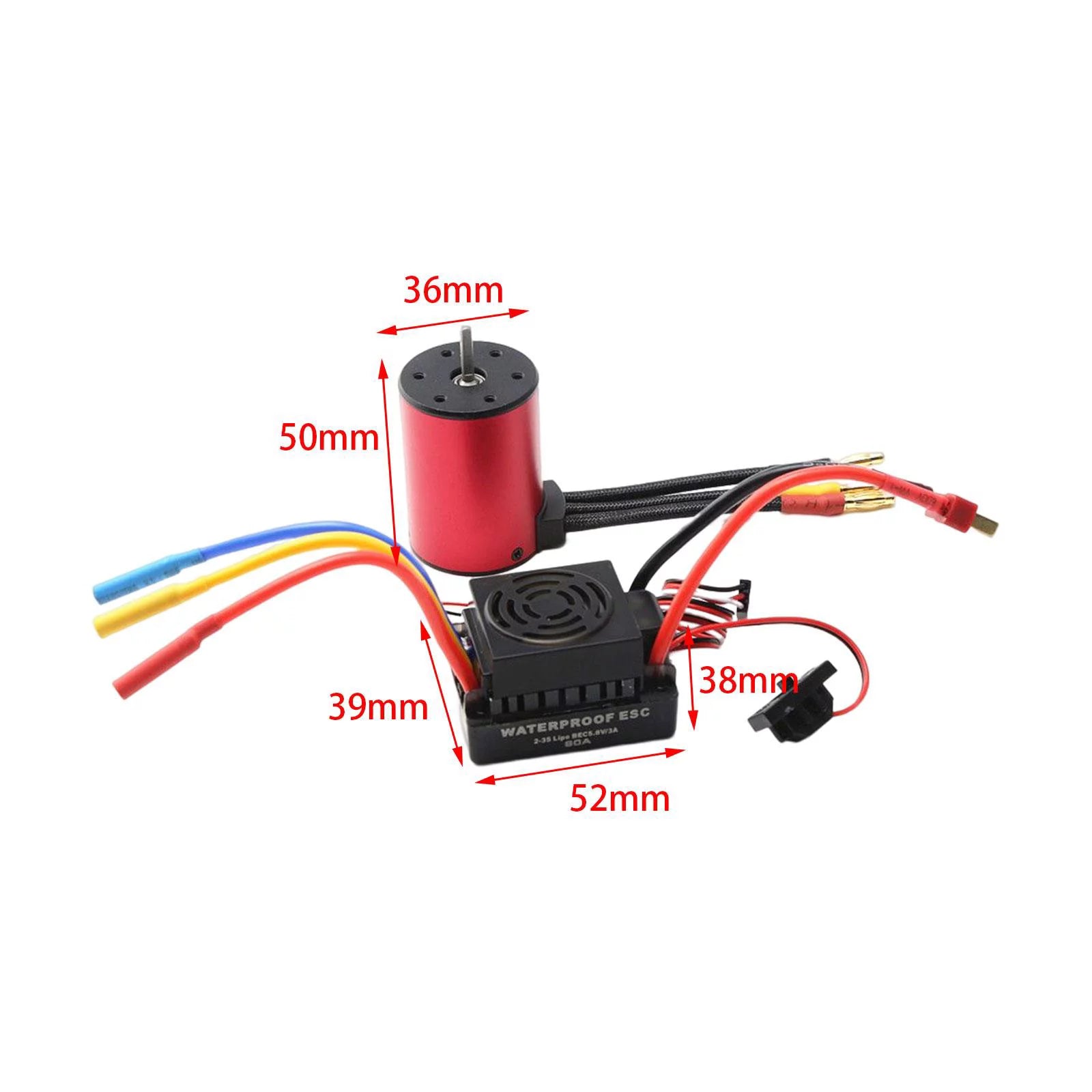 Waterproof Brushless Motor 2300kv with 60A ESC for 1/10 RC Car Q16557