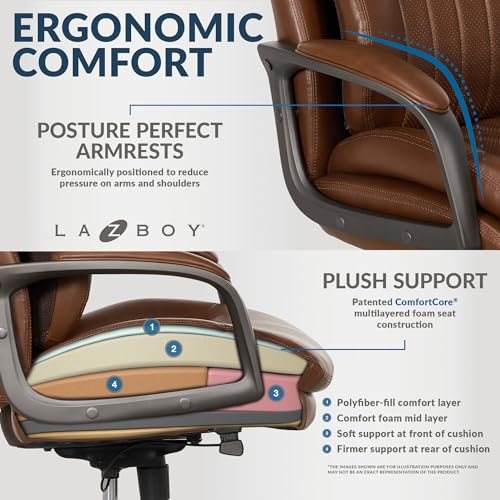 Vegan Leather Ergonomic Office Chair with Memory Foam Lumbar Support, Black H4123