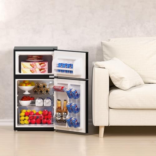Mini Fridge with Freezer, 2-Door Compact Refrigerator for Bedroom Dorm Office Apartment C326