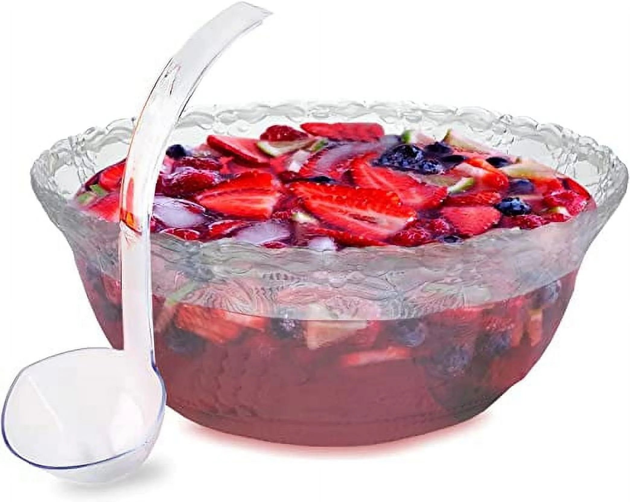 Clear Plastic Punch Bowl with Ladle, 2 Gallon O7444