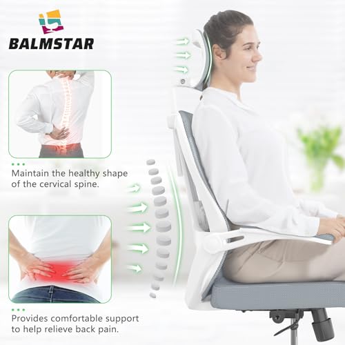 Ergonomic Mesh Office Chair with Wheels, Adjustable Headrest and Lumbar Support U554875