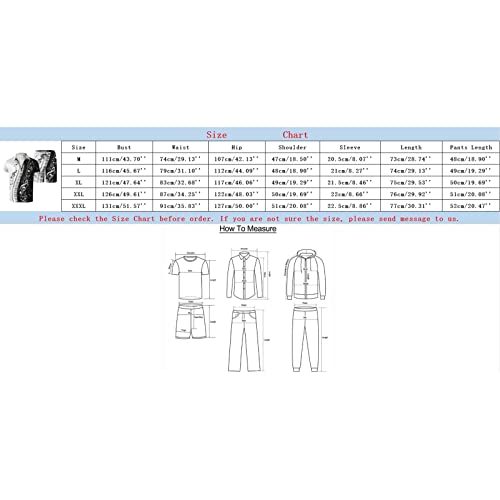 Mens Printed 2 Piece Outfit Set Short Sleeve Shirt and Shorts B8282