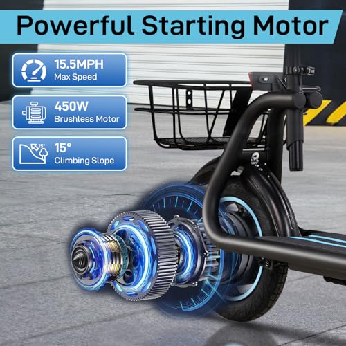 Electric Scooter for Adults, Foldable, 450W Motor, 12" Pneumatic Tire, Dual Disc Brake D9923