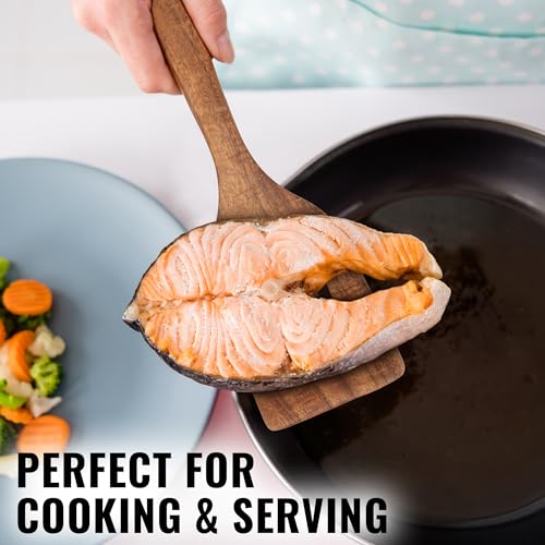 Slotted Teak Wood Spatula for Cooking W483