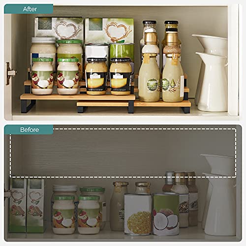 Bamboo Display Risers, Set of 2, 3 Tier Stand for Perfume, Spice Rack, Cupcake Holder I7524