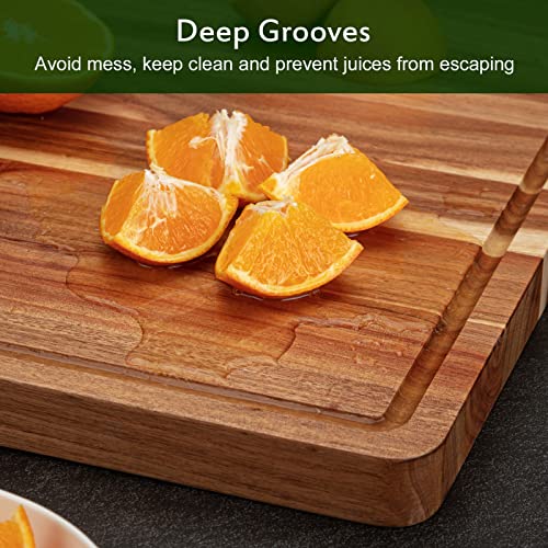 Acacia Wood Cutting Board with Juice Groove, 20x15 Inch P13186
