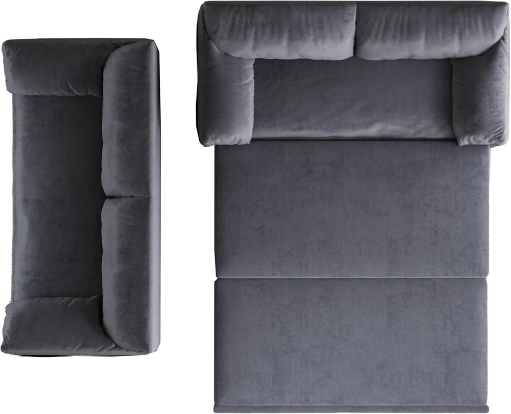 HomSof 63.8" Queen Pull Out Sofa Bed,3-in-1 Convertible Sleeper Sofa with 2 Soft Pillows,Multi-Functional Velvet Loveseat Bed for Living Room,Bedroom,Apartment,Office,Grey