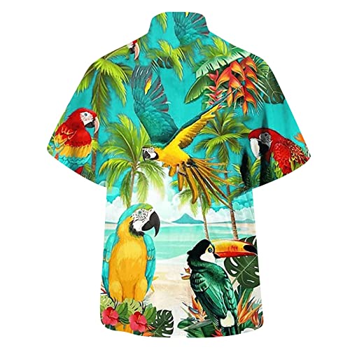 Men Hawaiian Shirt Printed Casual Button Up P9553