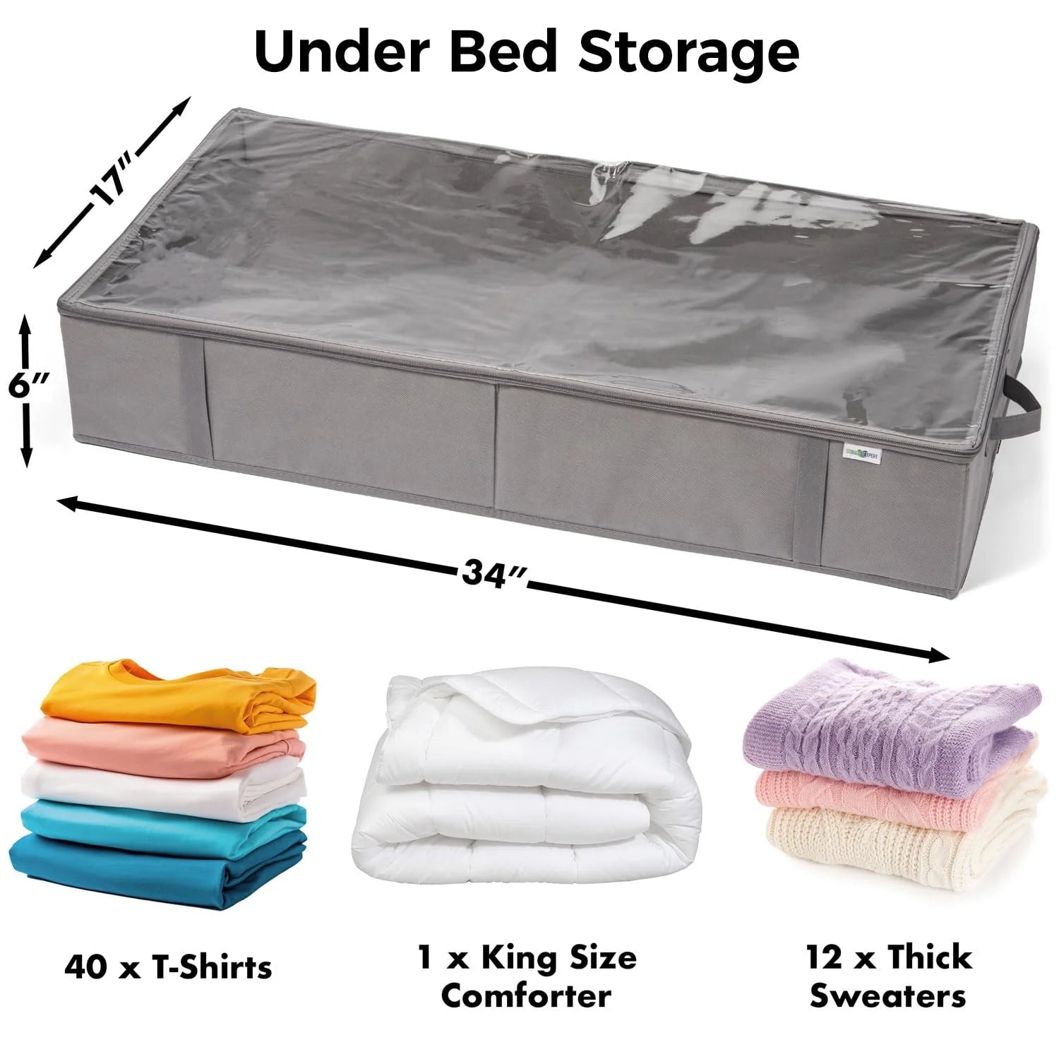 Under bed storage containers, large capacity, gray, 4 pack E966006