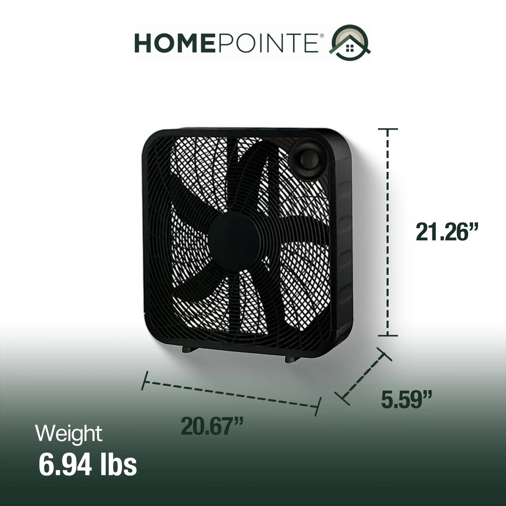 20 Inch 3 Speed Box Fan, Black Z75051