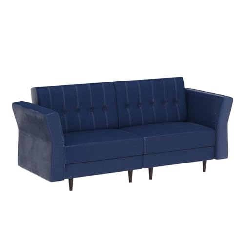 Velvet Convertible Futon Sofa Bed Memory Foam Navy Blue L914836