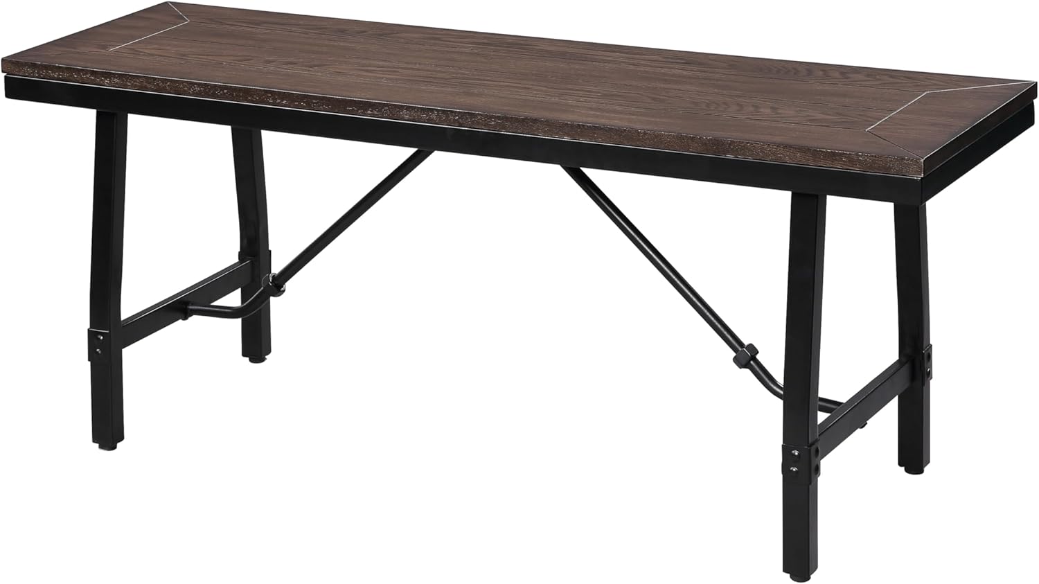 Oak and Black Rectangle Bench S128