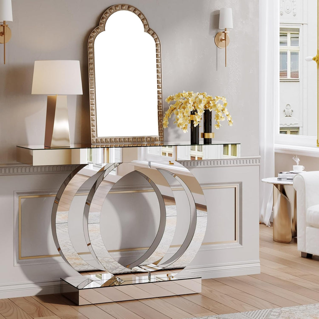 Mirrored Console Table for Entryway, Living Room, Hallway C76804
