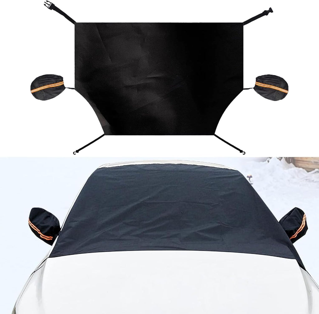 1 PC Car Snow Cover, 84.64" x 49.21" Windshield Cover,Ice Guard, Block UV Protective Guard, Automotive Ice Guard, Windshield Sun Shade, Universal for Most Cars, SUVs, Trucks (Black)
