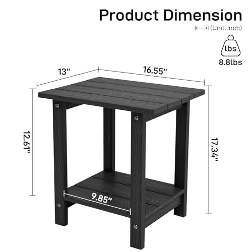 Outdoor Side Table, Weather Resistant Double Small End Table, Midnight Blue S139