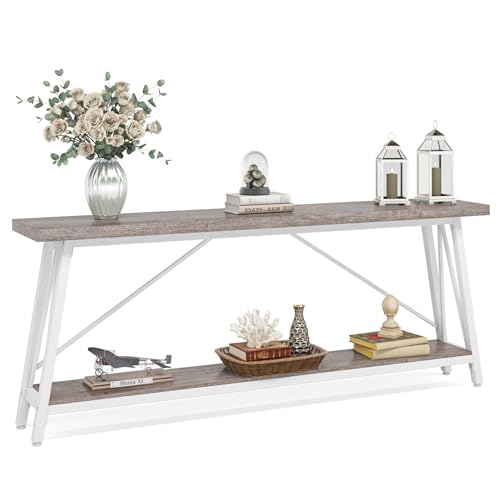 70.9" Industrial Entryway Console Sofa Table, Long, White