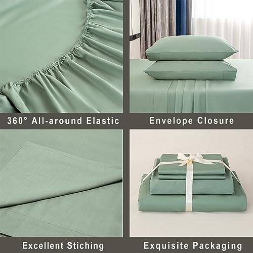 Cotton Sheets Queen Size - 600 Thread Count, Sateen Bed Sheets with Deep Pocket, 4 Piece Set X818898