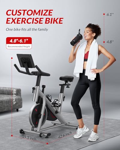 Exercise Bike, Stationary Bike for Home, Indoor Cycling Bike with Silent Belt Drive H179