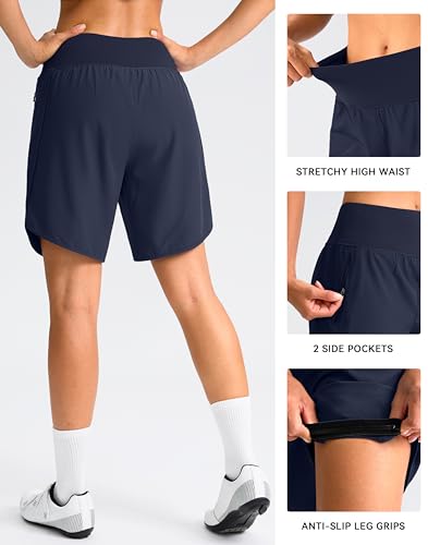 Women's High Waist Padded Cycling Shorts with Zipper Pockets H254