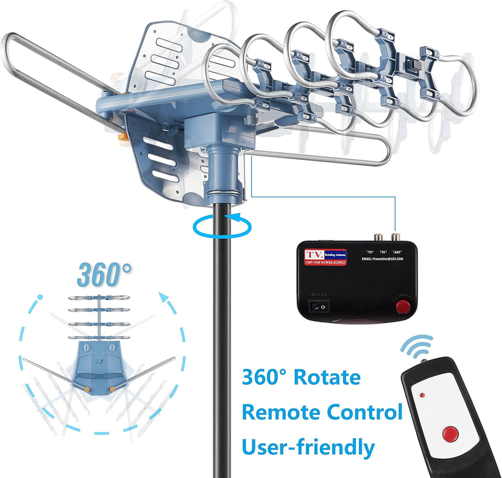 Outdoor Digital TV Antenna with 60FT Coaxial Cable, 150 Mile Range F348978