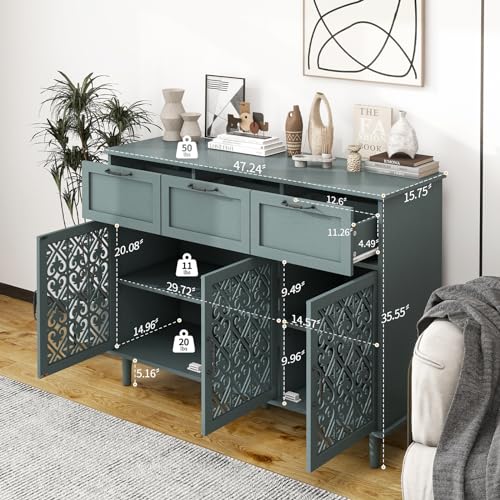 Sideboard Buffet Cabinet with Storage, 2 Door 3 Drawer, Farmhouse Wood Credenza L2054